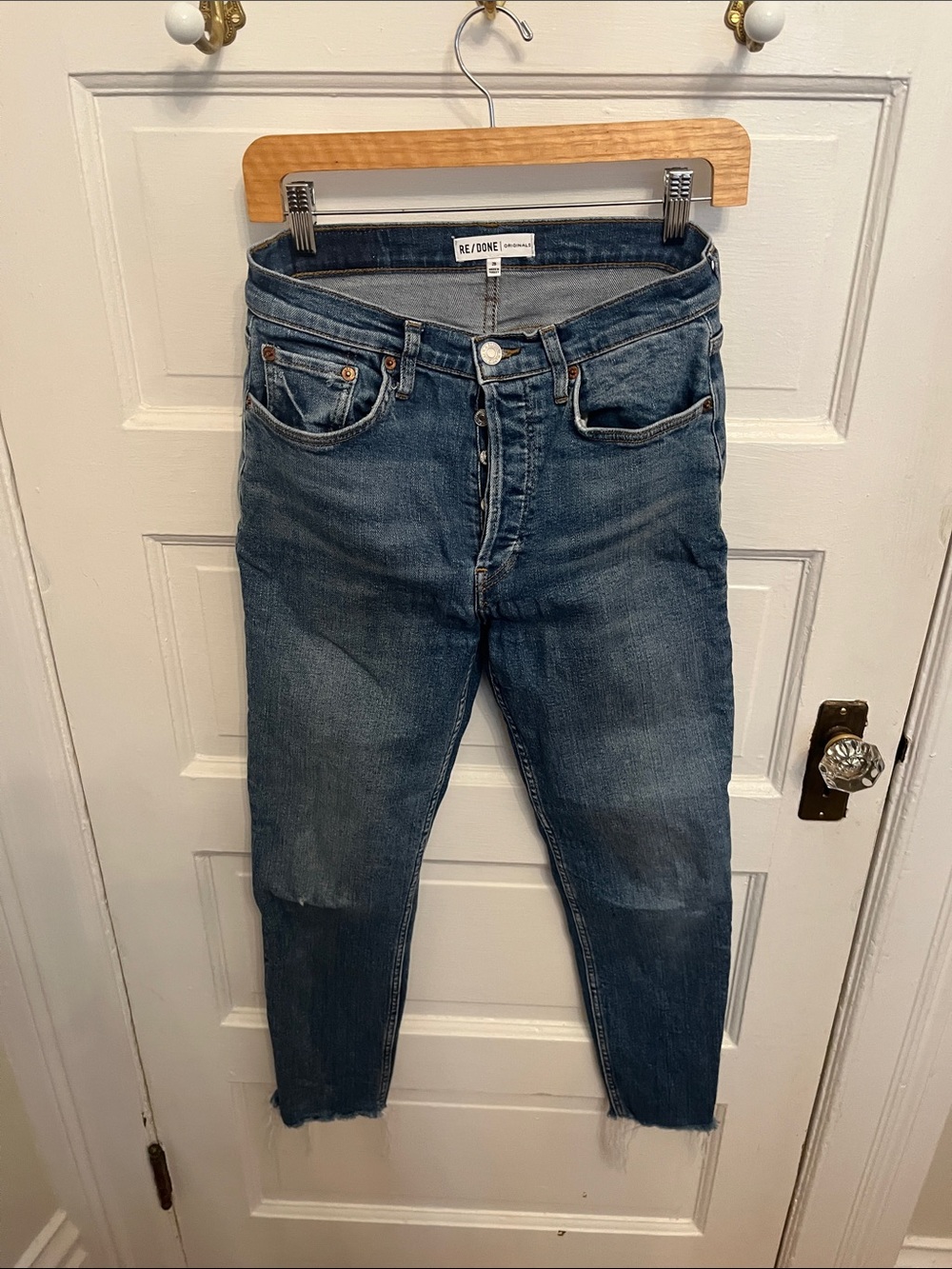 Re/Done Mid-Wash High-Rise Cropped Jeans